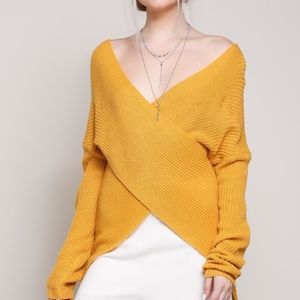 Cross Front Mustard Sweater